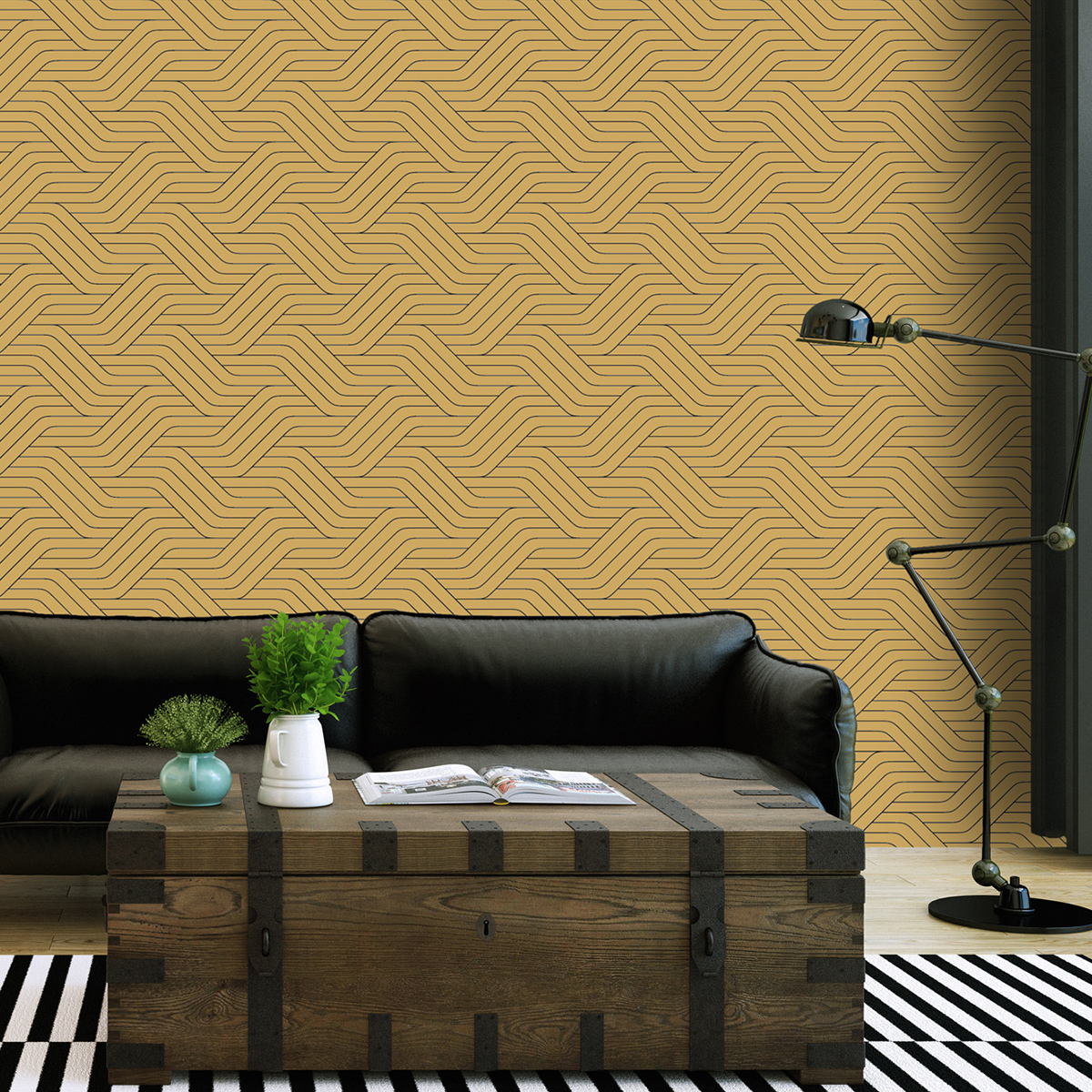 Tapet waves mustard, dream prints 